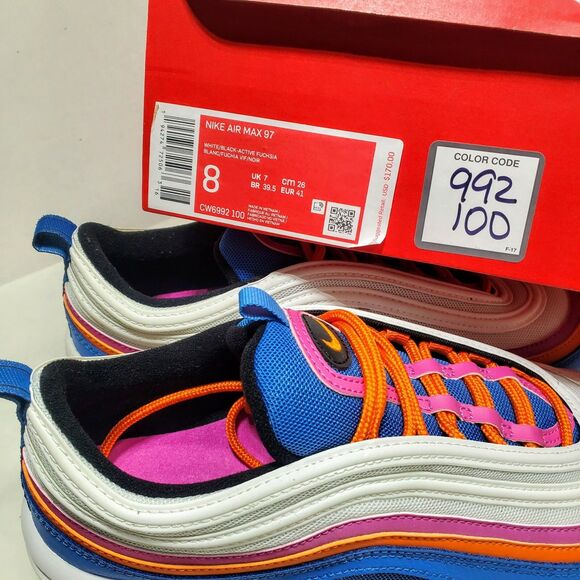 Nike Air Max 97 Multicolor White Black Active Fuchsia CW6992-100 Men\'s Size 8 main image 12